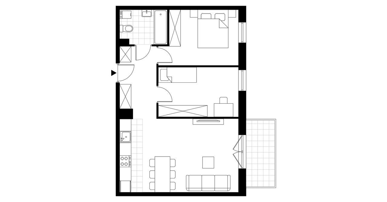 3-pokojowe mieszkanie 58m2 + balkon - Pełny obrazek: 3/8