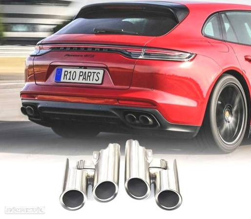 PONTEIRAS DE ESCAPE PARA PORSCHE PANAMERA 17- LOOK GTS PRATA MATE - 1