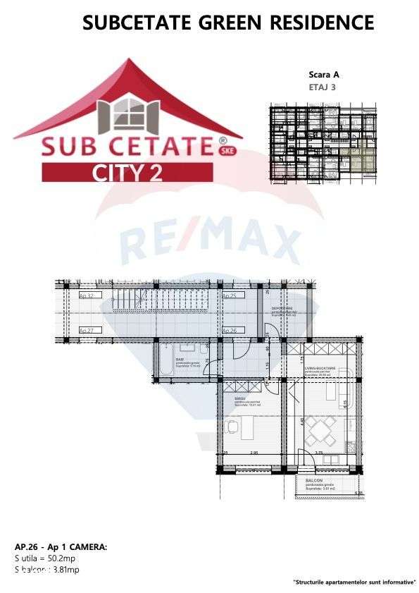 Apartament cu 2 camere, Nou, Intabulat, De Vanzare, Subcetate City 2-11