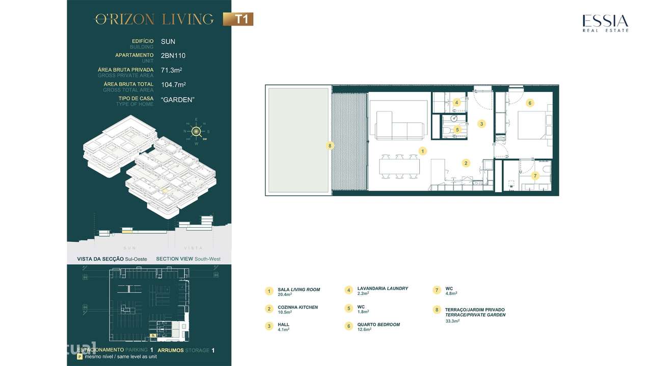 Apartamento T1 com Jardim no O'rizon Living-5