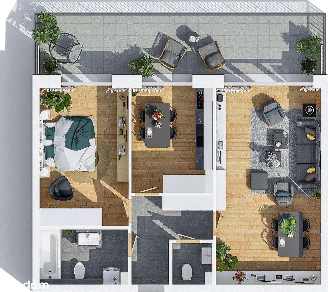 2-pokojowe mieszkanie | 60 m2 | Balkon - Pełny obrazek: 3/12