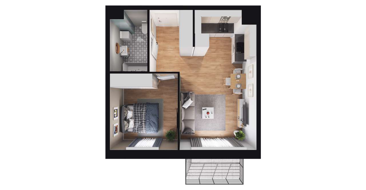 2-pokojowe mieszkanie 38m2 + balkon Bezpośrednio - Pełny obrazek: 2/8