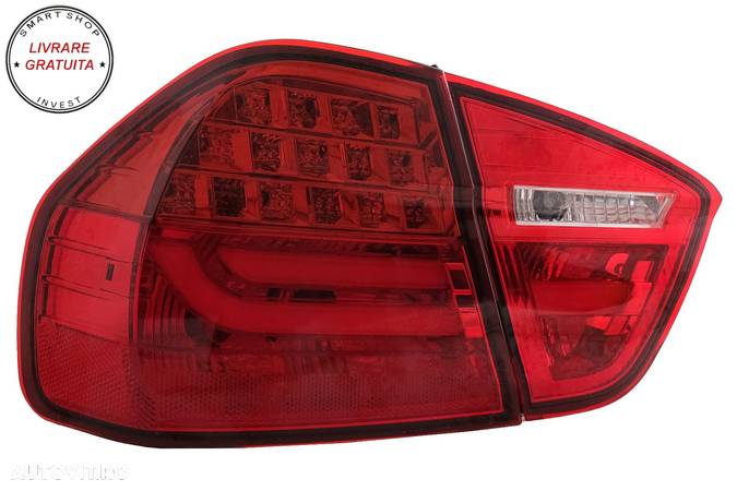 Stopuri LED Light Bar LCI Design BMW E90 Seria 3 Limuzina (2005-2008) Rosu Clar- livrare gratuita - 14