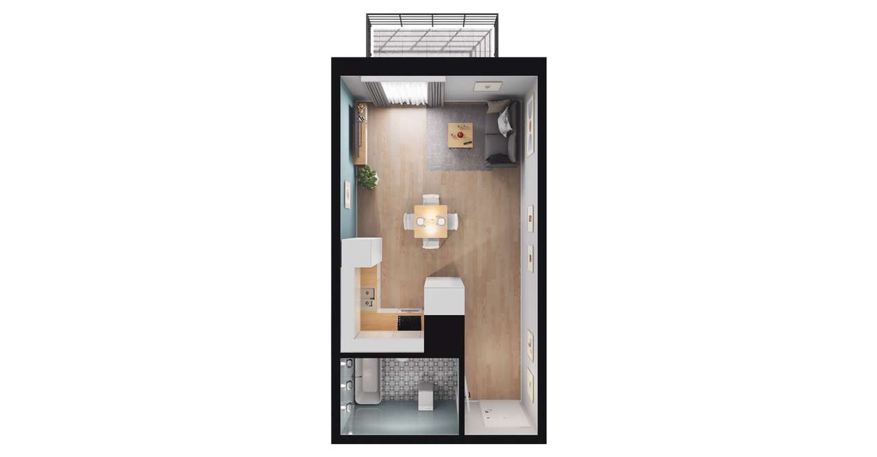 1-pokojowe mieszkanie 31m2 + balkon Bezpośrednio - Pełny obrazek: 2/7