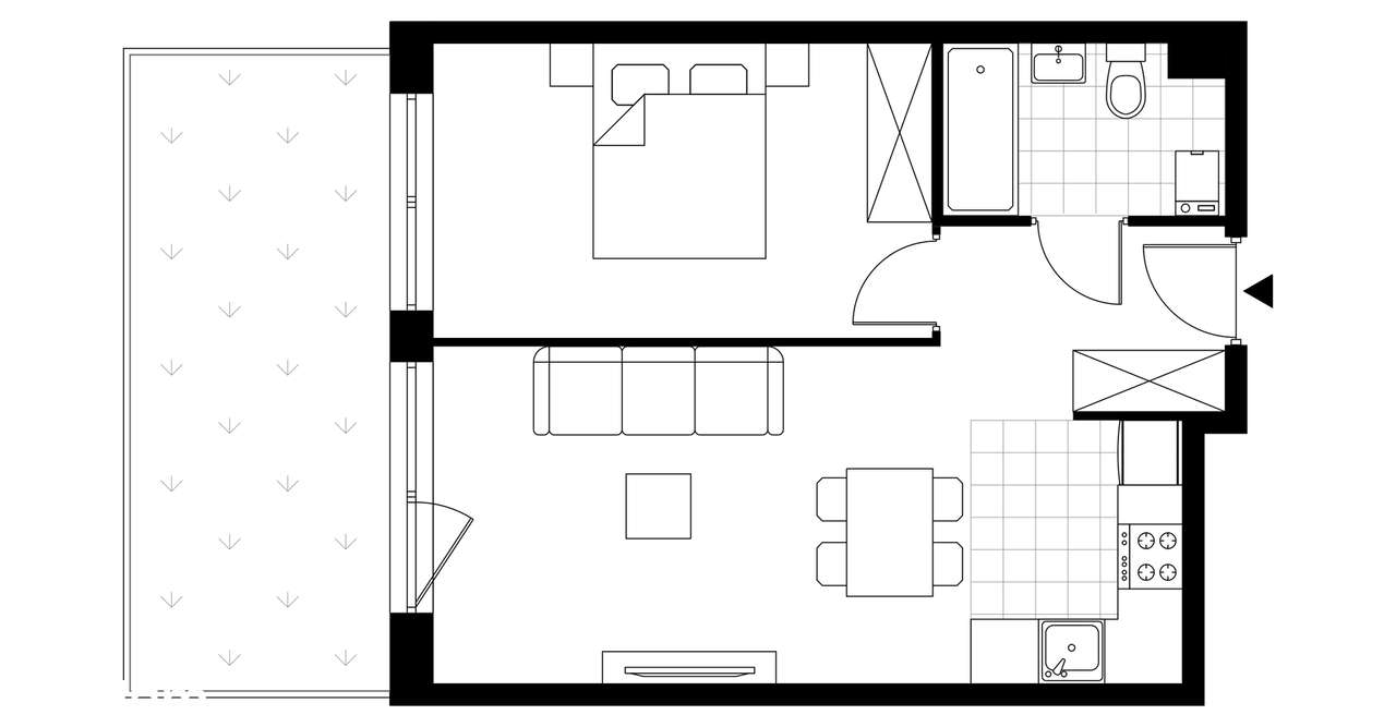 2-pokojowe mieszkanie 39m2 + ogródek - Pełny obrazek: 3/8