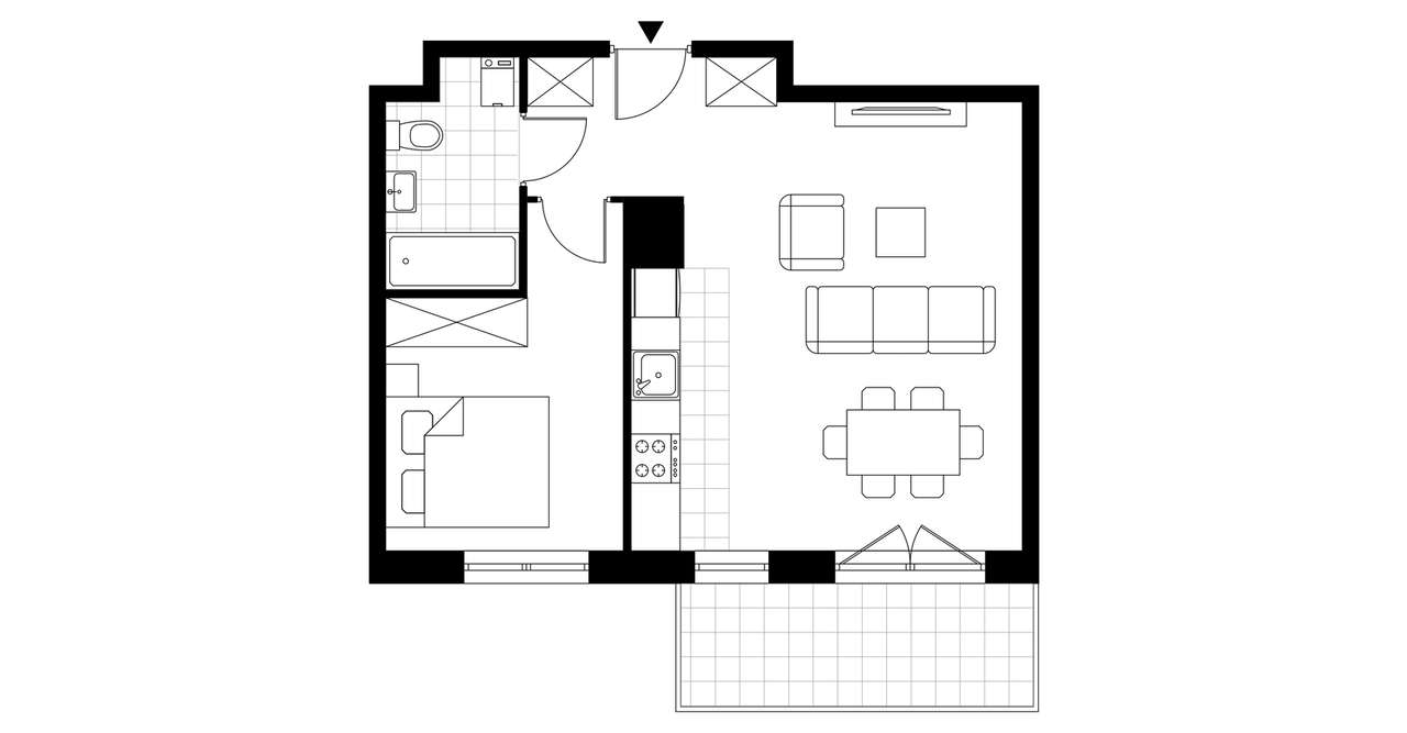 2-pokojowe mieszkanie 44m2 + balkon - Pełny obrazek: 3/8