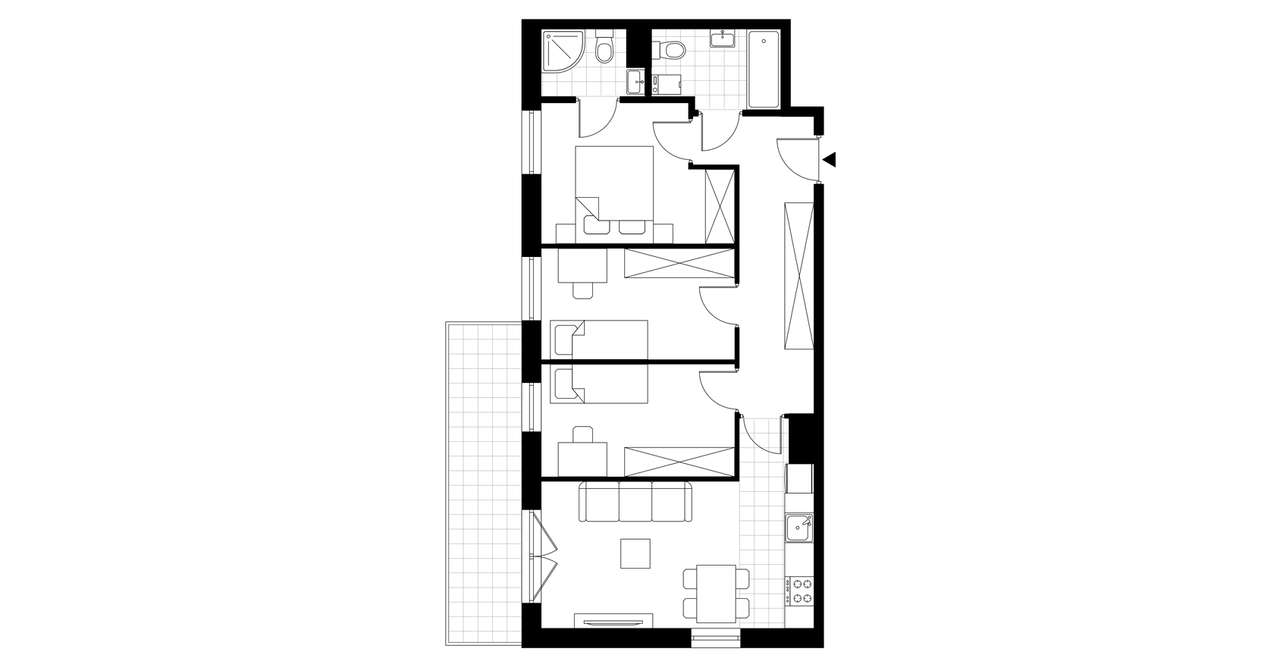 4-pokojowe mieszkanie 64m2 + balkon Bezpośrednio - Pełny obrazek: 3/7