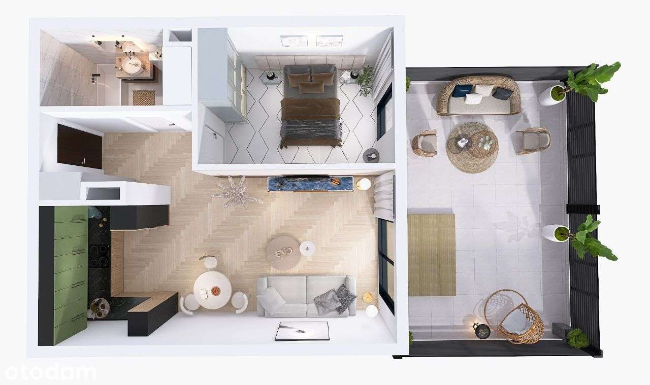 Mieszkanie B01 - przestronne M2 z ogródkiem - Pełny obrazek: 3/8