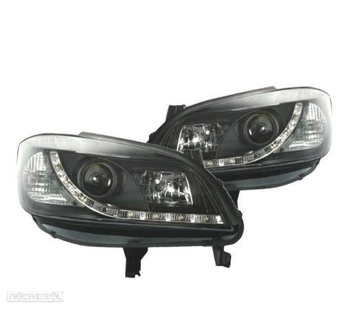 FARÓIS FRONTAIS LUZ DIURNA LED PARA OPEL ZAFIRA 99-05. PRETO - 1