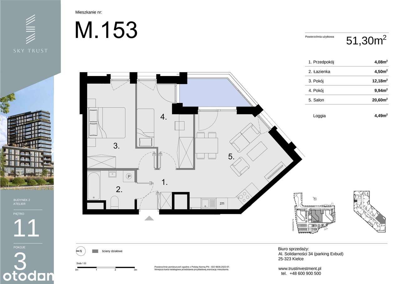 Sky Trust etap I​I | mieszkanie 3-pok. | M153 - Pełny obrazek: 3/10