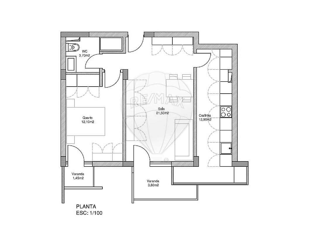 Apartamento T1 para arrendamento - Grande imagem: 4/4