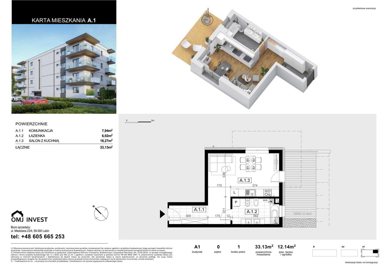 1-pokojowe mieszkanie 33m2 Bez Pośredników - Pełny obrazek: 2/6