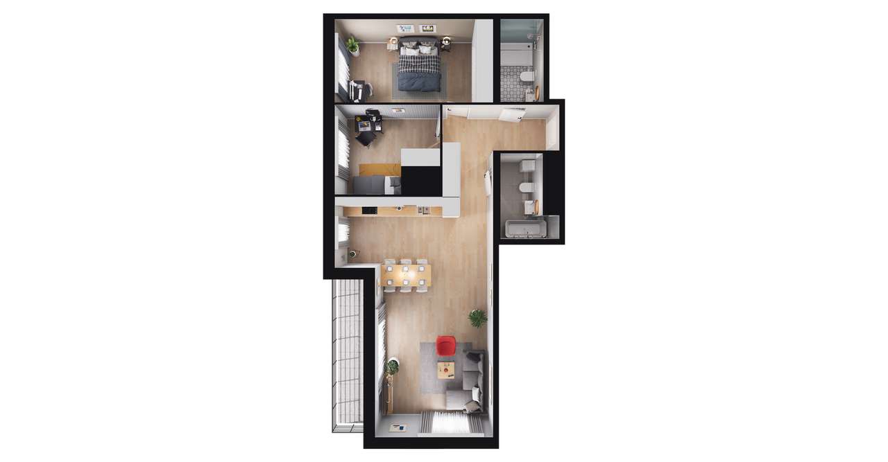 3-pokojowe mieszkanie 76m2 + loggia - Pełny obrazek: 2/8