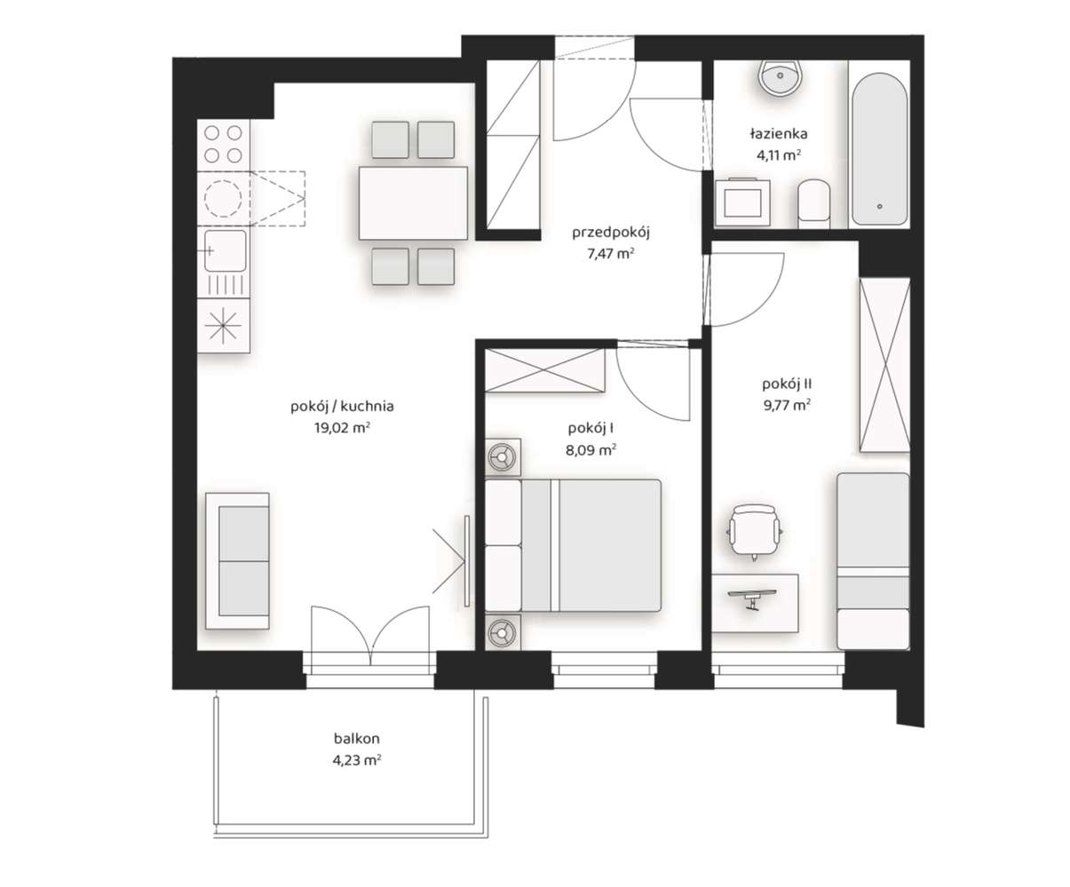 3 pokoje z ogródkiem 51,5m2 od południa-7