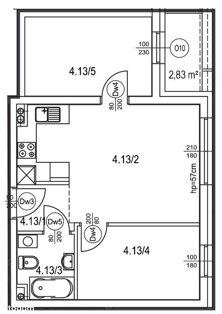 Nowoczesne mieszkanie - 43 m2, B1 4.13 - Pełny obrazek: 2/7