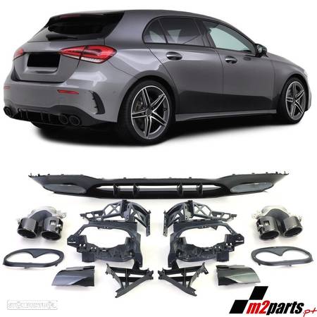 Difusor parachoques com Ponteiras Look A45 AMG Trás Novo/ ABS MERCEDES-BENZ A-CL... - 5