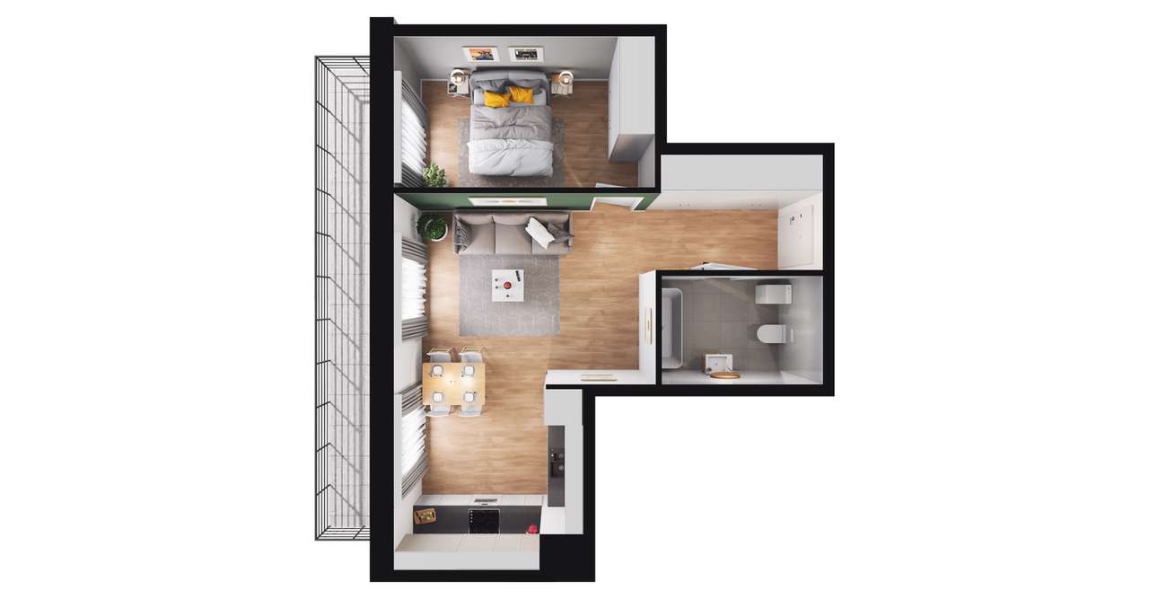 2-pokojowe mieszkanie 43m2 + balkon Bez Prowizji - Pełny obrazek: 2/8