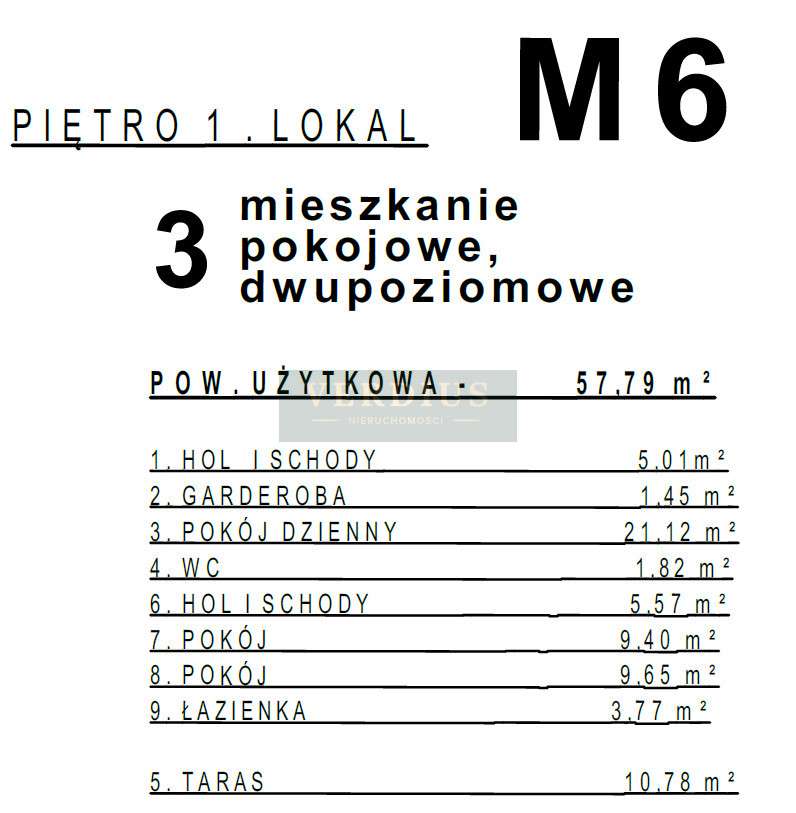 Mieszkanie, stan deweloperski - 57m2-5