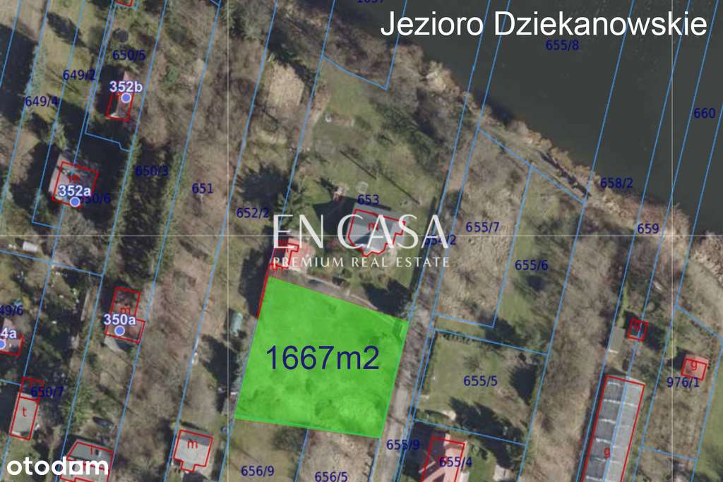 Budowlana 1660 m² nad jeziorem Dziekanowskim - Pełny obrazek: 2/8