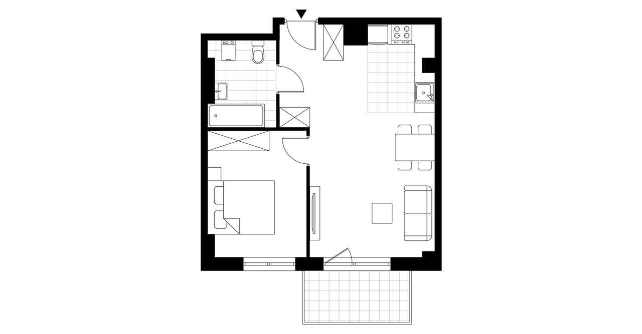 1-pokojowy apartament inwestycyjny 43m2 + balkon - Pełny obrazek: 3/8