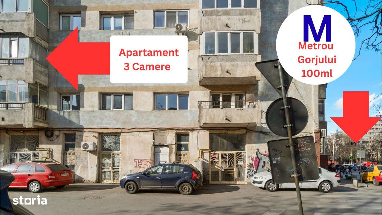 3 cam Gorjului 100m Metrou | Et 2/8 | 67mp | Parc In Fata | €