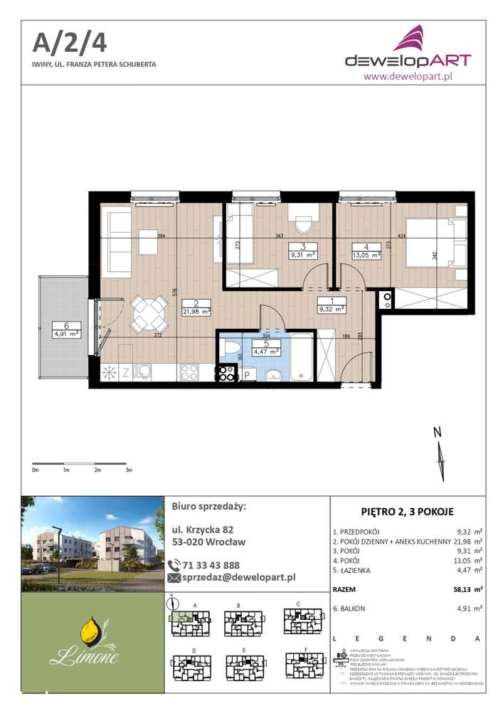 3-pokojowe mieszkanie 58m2 + balkon Bez Prowizji - Pełny obrazek: 2/7