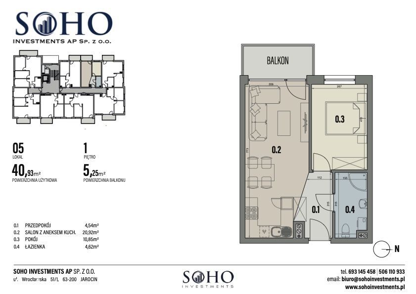 mieszkanie 40,93m2 2-pokoje Apartamenty SOHO