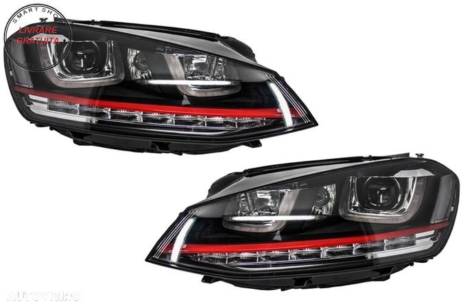 Faruri 3D LED VW Golf 7 VII (2012-2017) R20 GTI Design Semnal Dinamic LED- livrare gratuita - 1