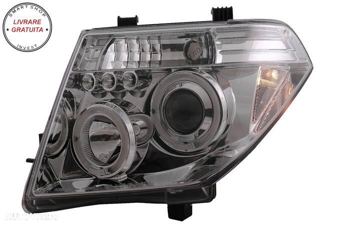 Faruri Angel Eyes Nissan Navara D40 (2004-2009) Pathfinder R51 (2005-2008) Crom- livrare gratuita - 5