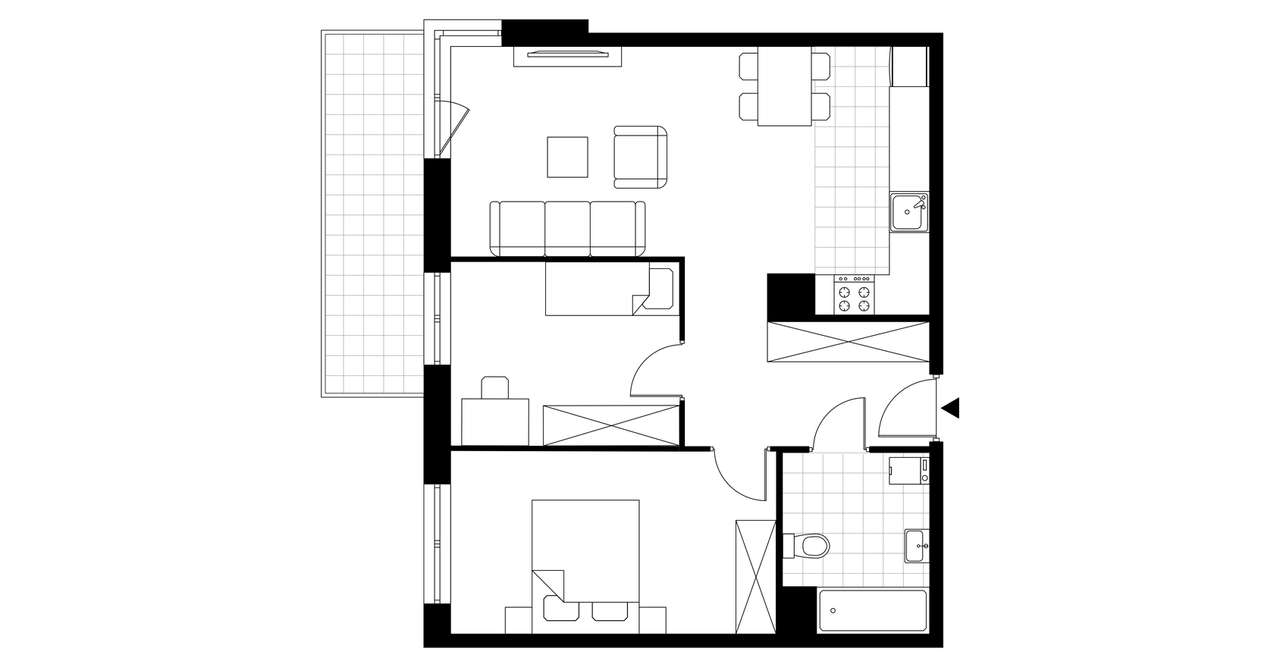 3-pokojowe mieszkanie 60m2 + balkon - Pełny obrazek: 2/7