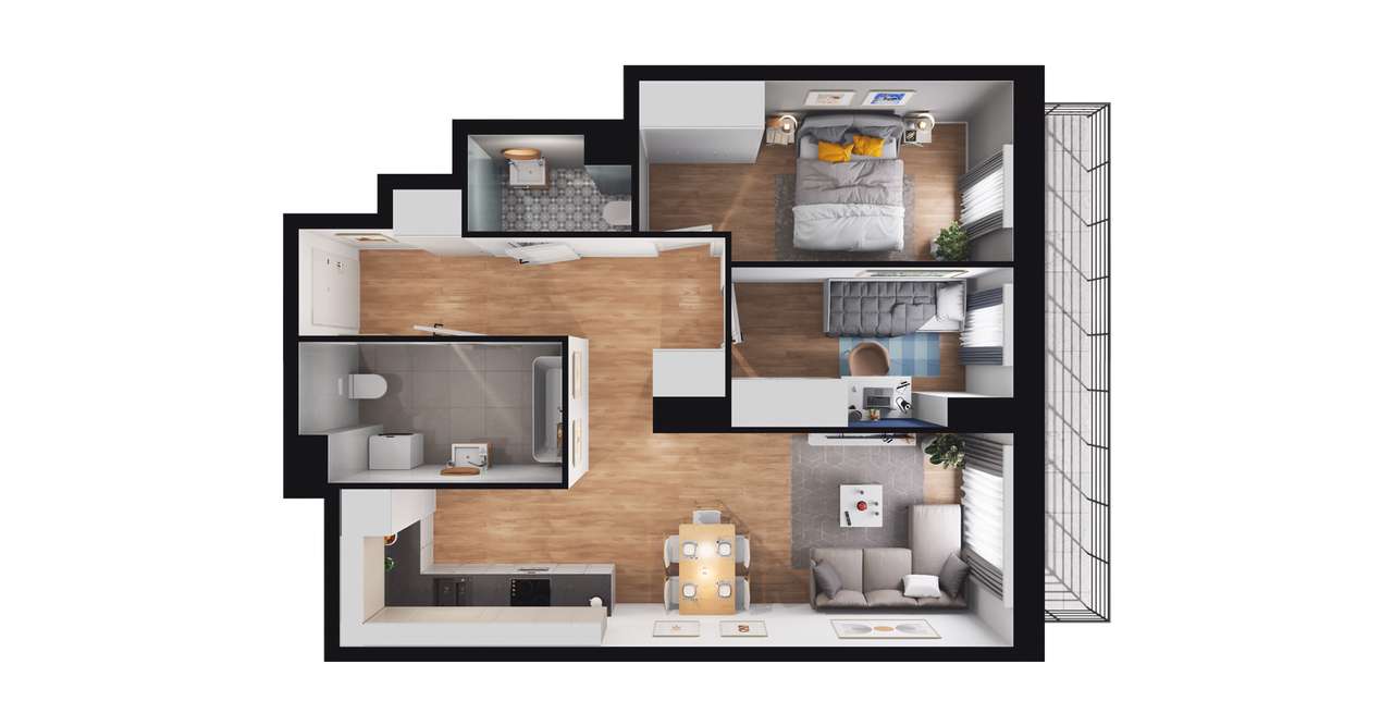 3-pokojowe mieszkanie 53m2 Bezpośrednio - Pełny obrazek: 2/8