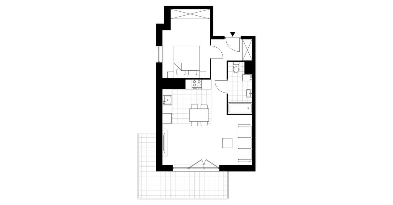 2-pokojowe mieszkanie 45m2 + balkon Bezpośrednio - Pełny obrazek: 3/5