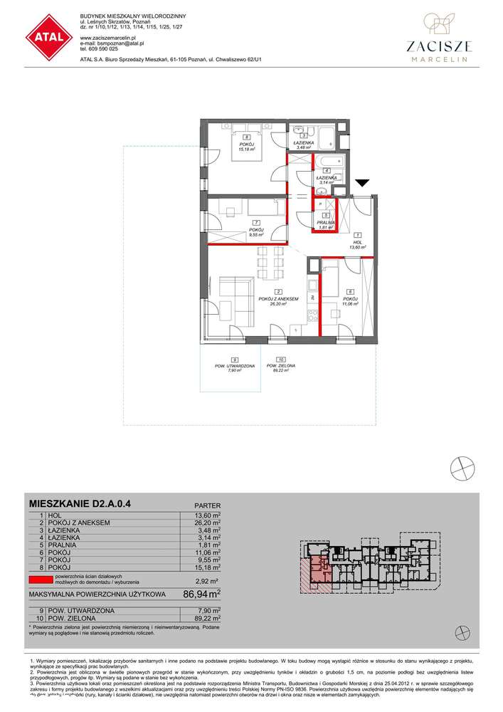 4-pokojowe mieszkanie 87m2 + ogródek - Pełny obrazek: 2/9
