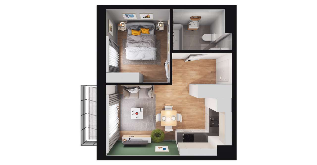 Ogrody centrum 2 | mieszkanie 2-pok. | B.0.8 - Pełny obrazek: 3/9