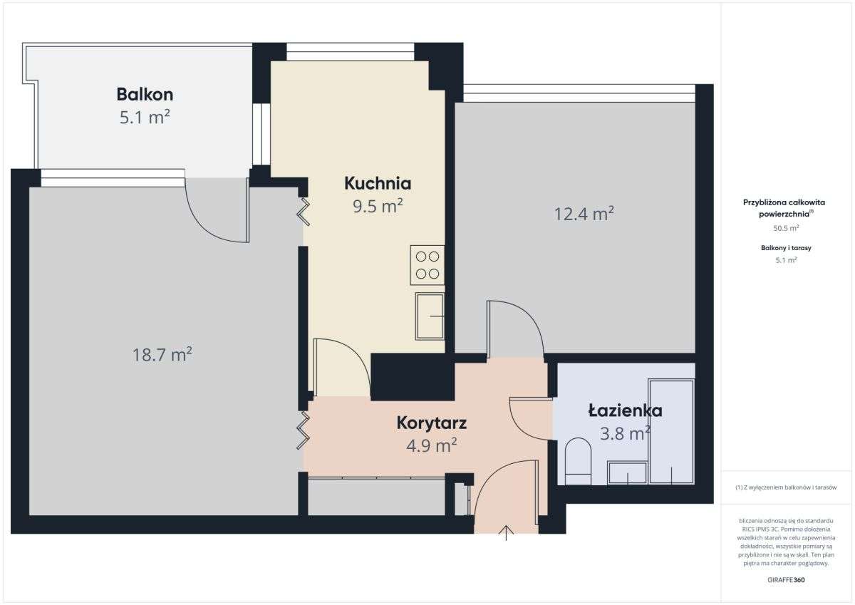 Mieszkanie 2 pokoje z opcją na 3 + duży balkon-13