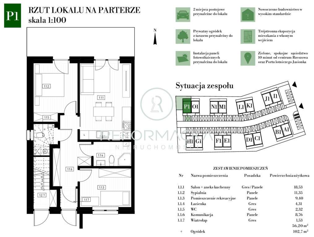 Mieszkanie zewnętrzne, ogród 102 m², 3 pokoje. - Pełny obrazek: 2/6