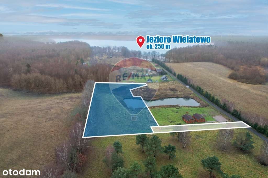 Działka ze stawem, przy jeziorze Wielatowo MPZP-7