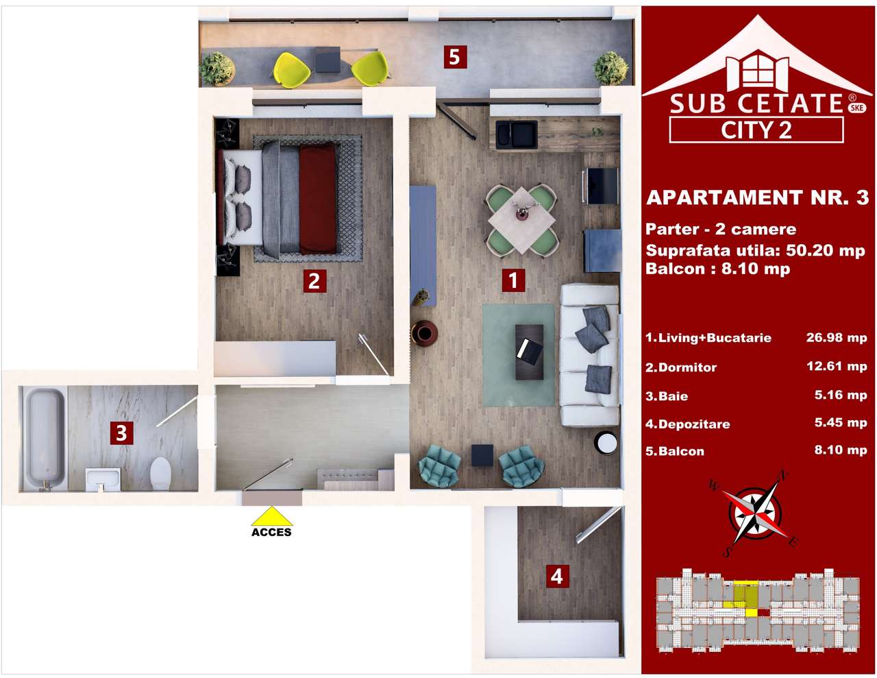 Studio de vanzare,suprafata generoasa - Direct Dezvoltator - Subcetate - Imagine principală: 2/9