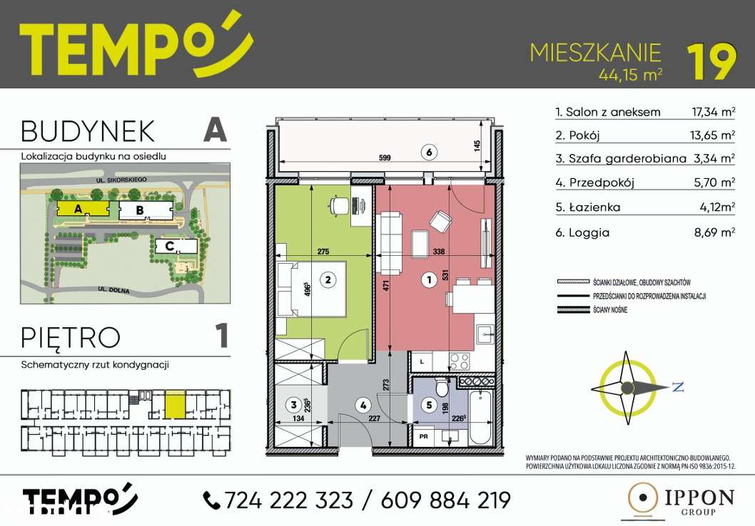 Osiedle TEMPO | 2 pokoje | A19 | loggia | garaż podziemny | smart home - Pełny obrazek: 2/14