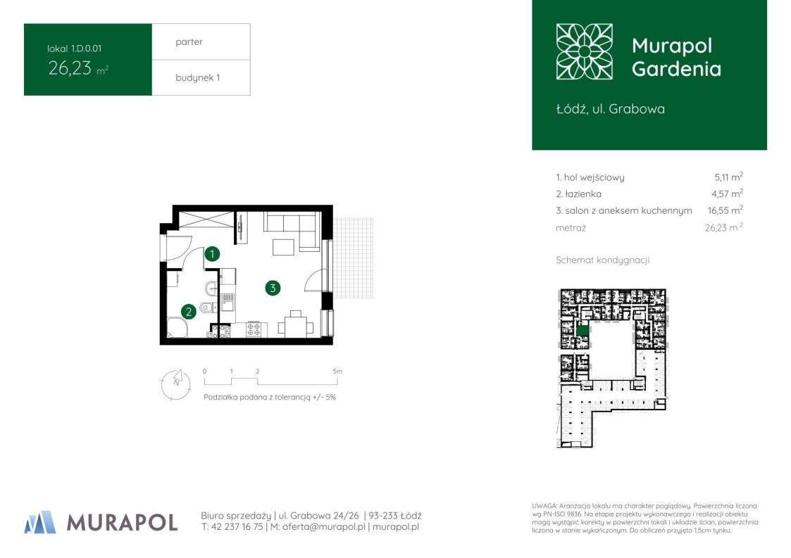 1-pokojowe mieszkanie 26m2 Bez Prowizji - Pełny obrazek: 2/5