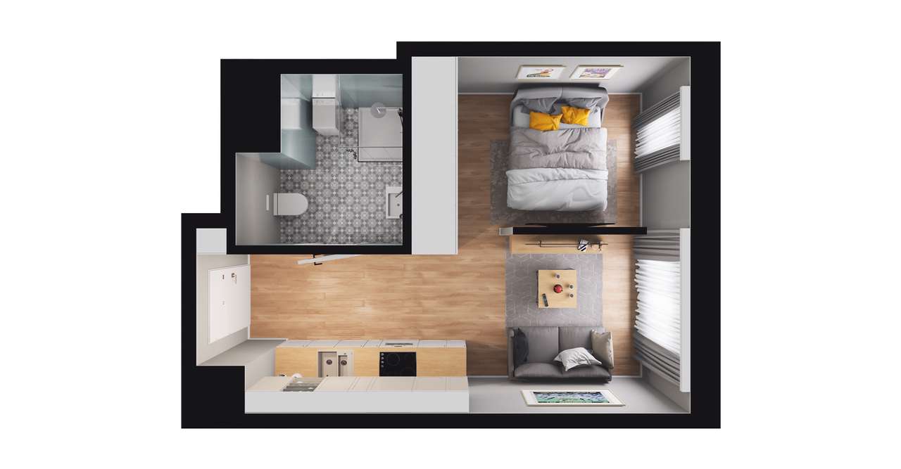 1-pokojowy apartament inwestycyjny 25m2 - Pełny obrazek: 2/8