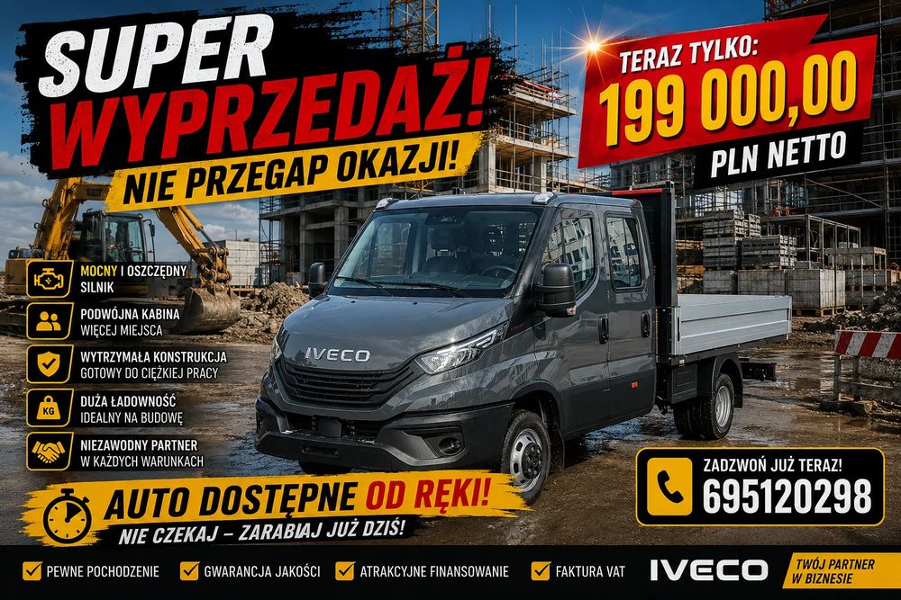 Iveco DAILY Brygadówka ekspozycyjna 7 osobowa od ręki, 13 PIÓR!!! Rok prod 2024