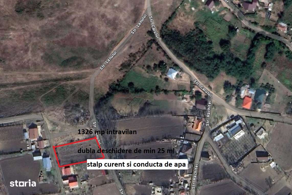 Teren Popricani Iasi 1300 mp, intravilan, dubla deschidere 25 ml-0