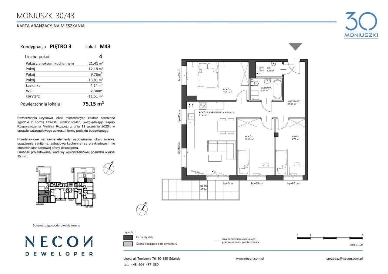 4-pokojowe mieszkanie 75,15 m2 MONIUSZKI 30/43 - Pełny obrazek: 2/6