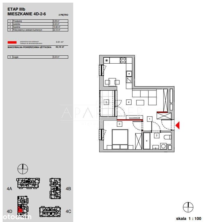 Nowe mieszkanie 2 pokoje 43 m2-0%