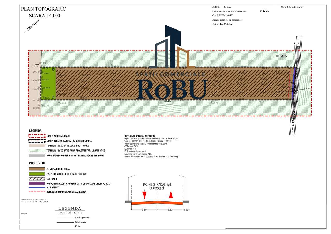 Teren cu PUZ  FRONT 70MP Cristian # RoBU Spatii Comerciale-2
