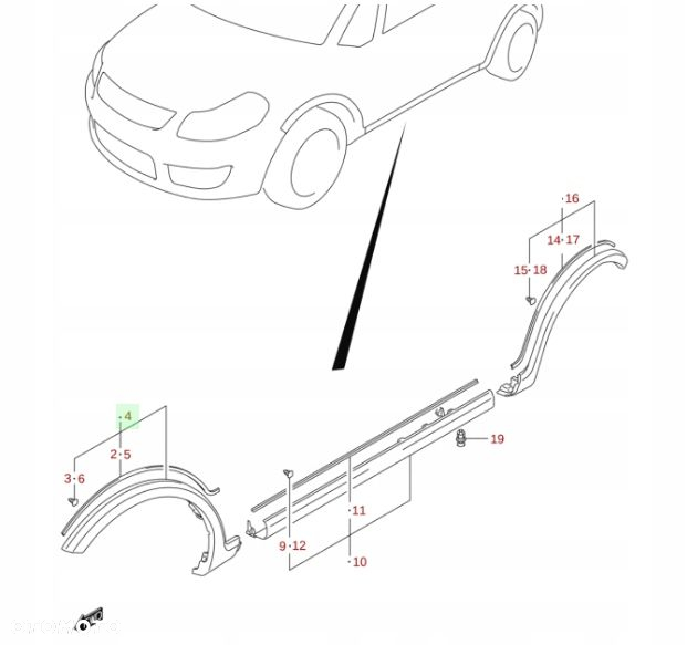 SUZUKI SX4 2006 - 2013 LISTWA BŁOTNIKA PRZÓD LEWA - 3