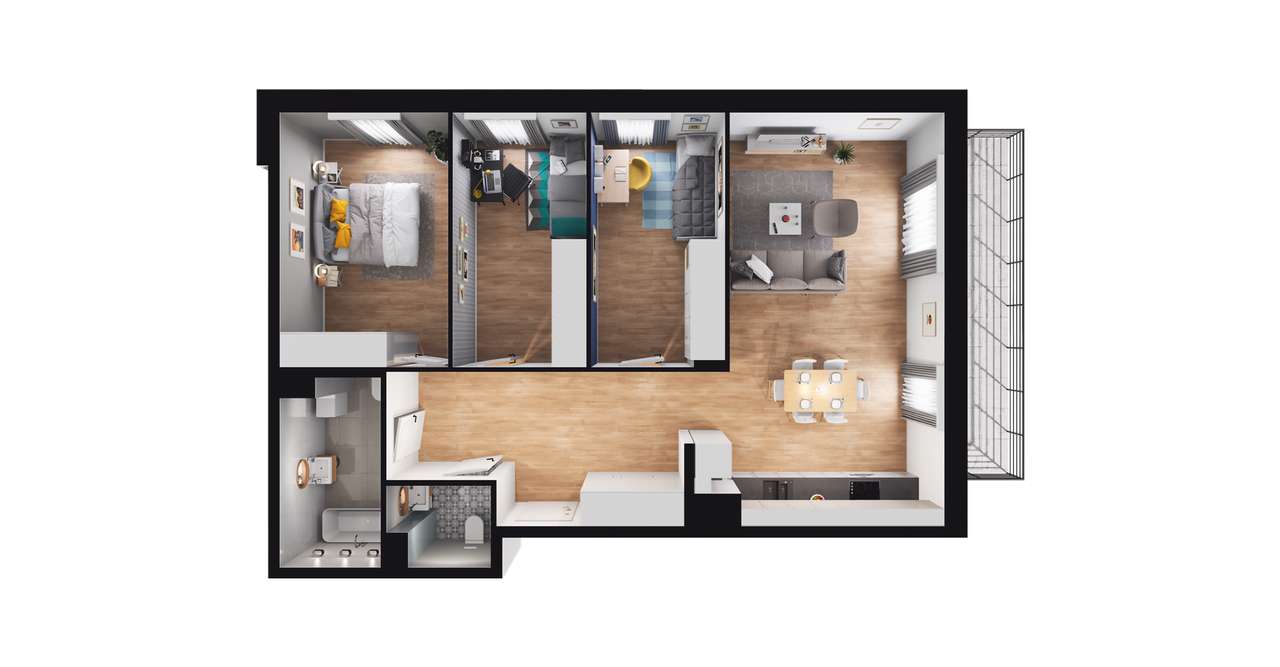 4-pokojowe mieszkanie 80m2 + balkon Bez Prowizji - Pełny obrazek: 2/8