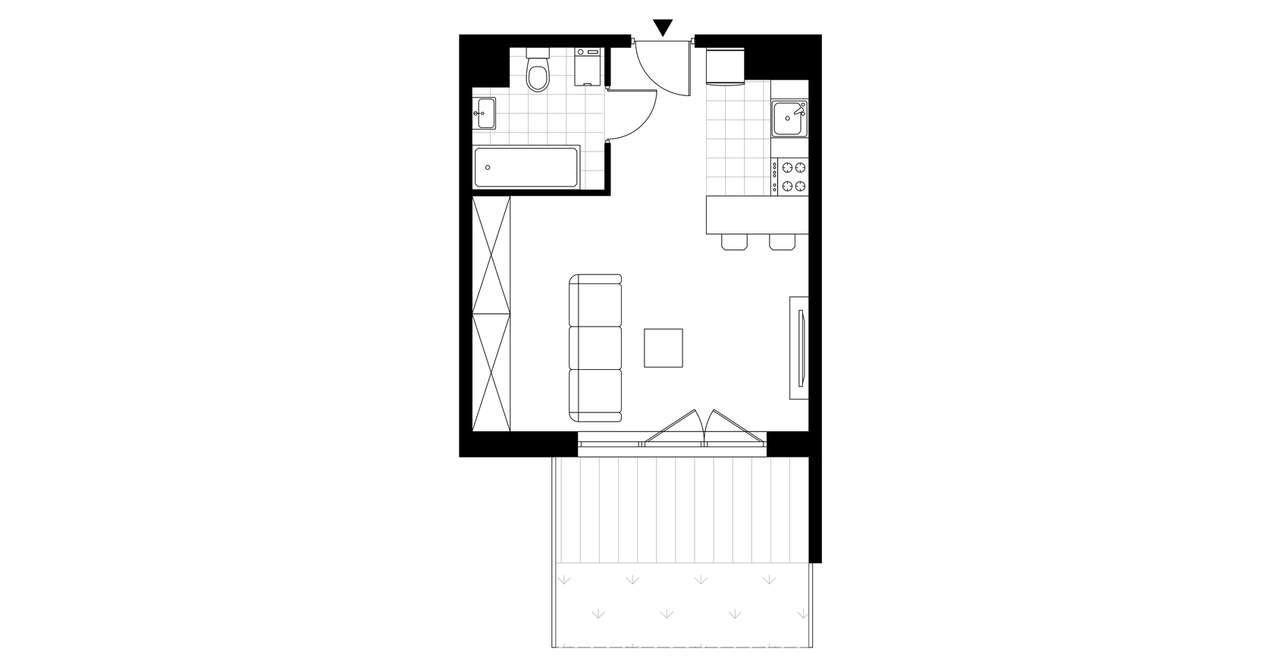 1-pokojowe mieszkanie 31m2 + ogródek - Pełny obrazek: 3/8