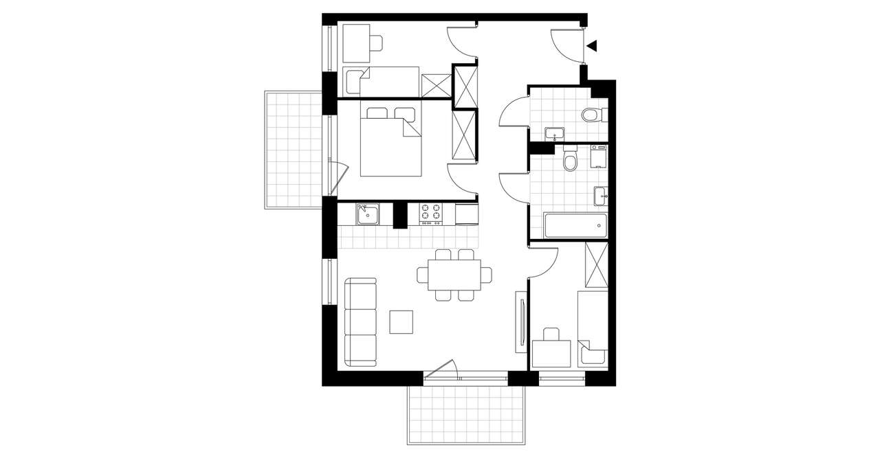 4-pokojowe mieszkanie 60m2 + 2 balkony - Pełny obrazek: 3/8